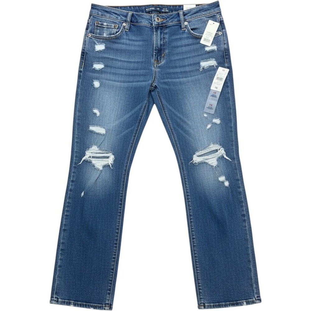 Old Navy Rockstar Super Skinny Mid Rise Distressed Ankle Jeans Blue 14 NEW